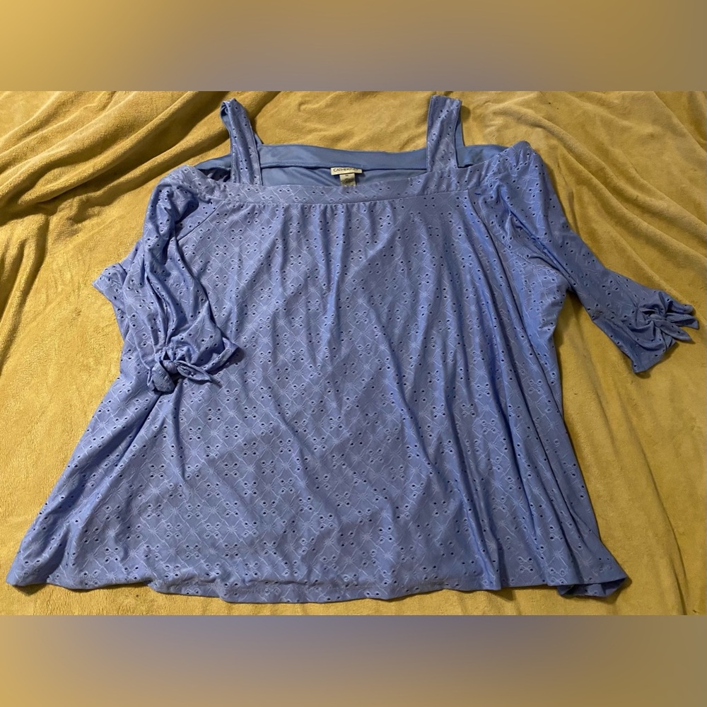 Catherines cold shoulder blue top